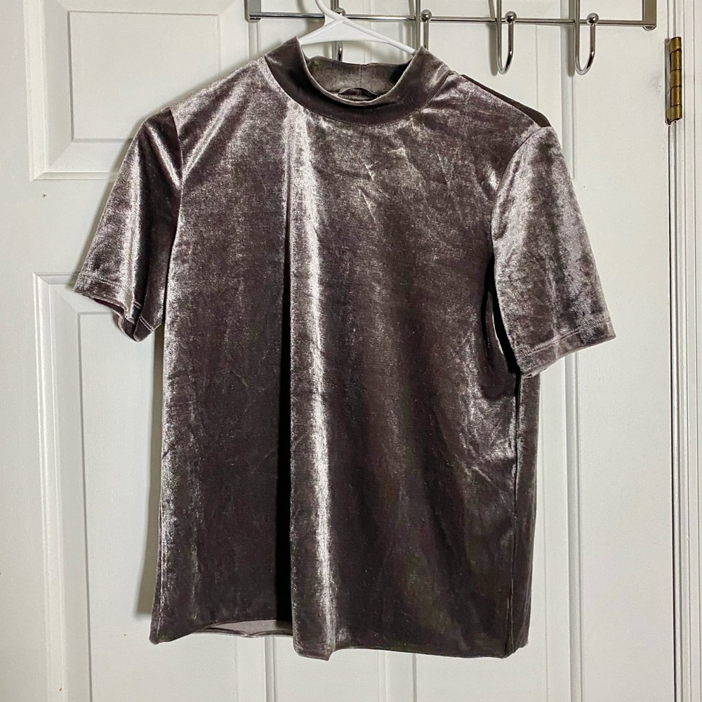 Zara Women’s Mock Neck Velvet Shirt